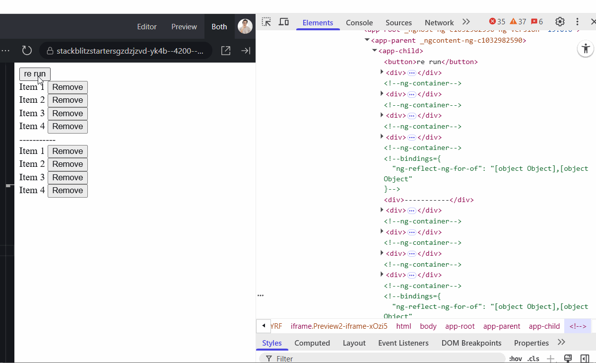 NgFor retrigger without trackBy